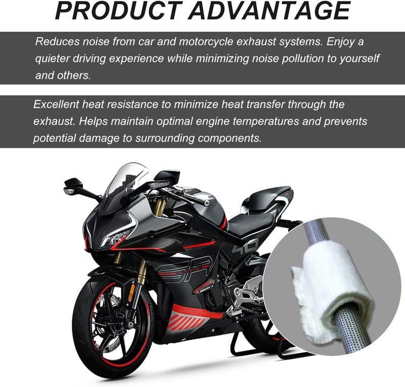 BWBWND Muffler Mat, Fiberglass Soundproof Insulated Exhaust Pipe Wrap Silencer, Universal Muffler Packing for 2-Stroke 4-Stroke Motorcycle ATV Dirt Bike, Motorcycle Accessories (21.6 Inch) - Image 3
